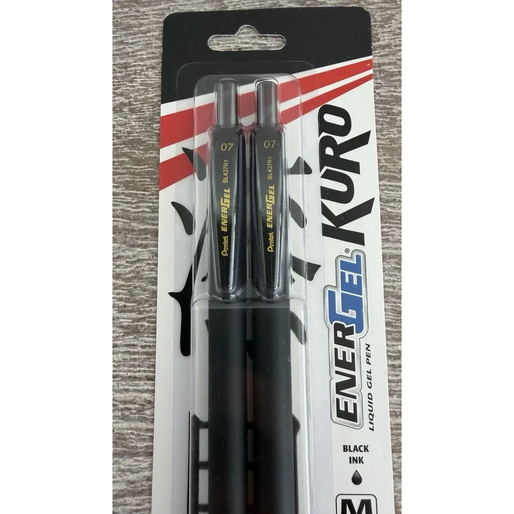 EnerGel Pro Black Gel Pens 0.7mm Quick Drying Permanent Ink Pack of 2